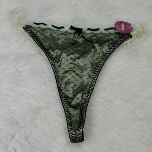 3/$15 new diphia lace thong green and black with polka dots